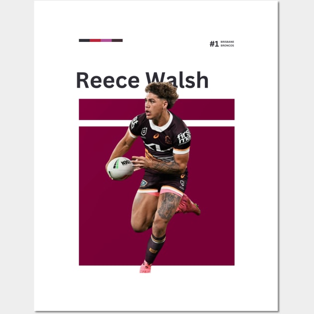 Reece Walsh Brisbane Broncos Wall Art by Lottz_Design 